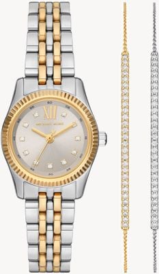 Michael Kors Lexington Watch & Bangle Gift Set (26mm) Silver Dial / Two-Tone Stainless Steel Bracelet MK4815SET