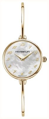 Herbelin Women's Fil (26mm) Mother-of-Pearl Dial / Gold-Tone Stainless Steel Bangle Bracelet 17206BP29