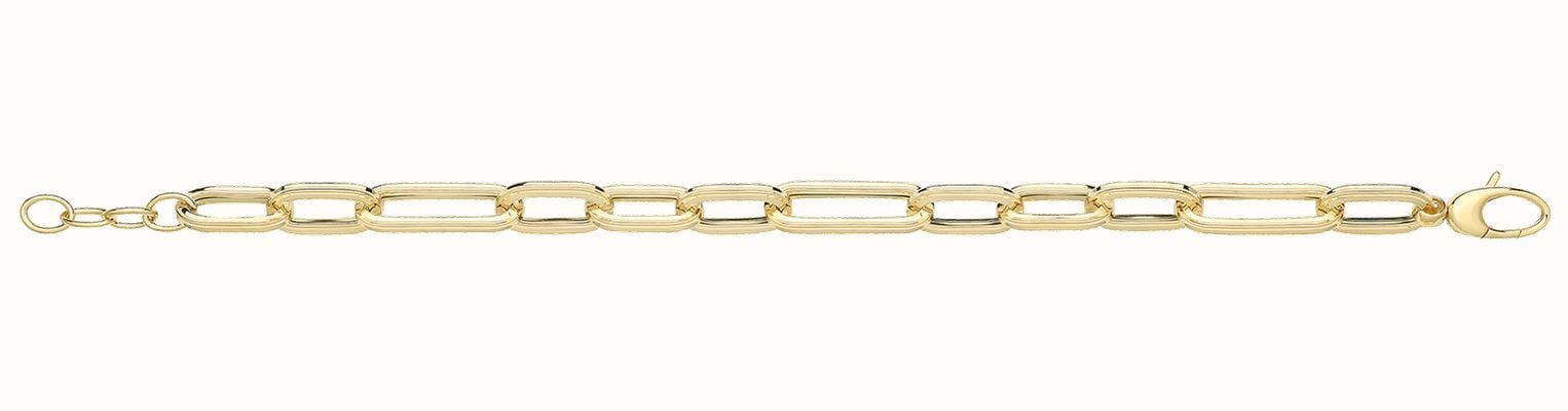 James Moore TH 9ct Yellow Gold Hollow Paperclip Bracelet BR680