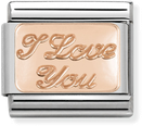Nomination Classic I Love You 9ct Rose Gold & Steel Charm 430101/30