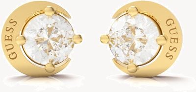 Guess Gold Plated Crystal-Set Moon And Star Stud Earrings UBE01194YG