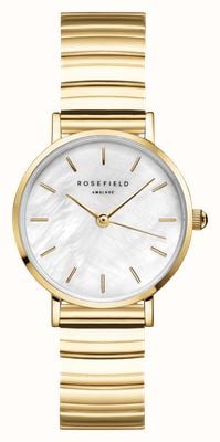 Rosefield Small Edit (26mm) White Mother-of-Pearl Dial / Gold-Plated Stainless Steel Bracelet SEWGSG-SE02