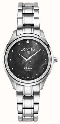 Roamer Venus Diamond (30mm) Black Mother-of-Pearl Dial / Stainless Steel Bracelet 601857 41 80 20