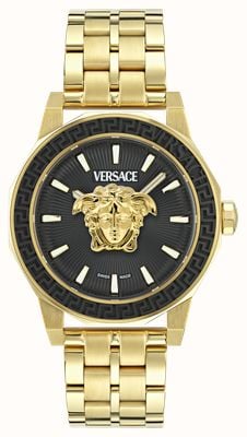 Versace Men's MEDUSA DECO (43mm) Black Dial / Gold-Tone Stainless Steel Bracelet VE9I00424