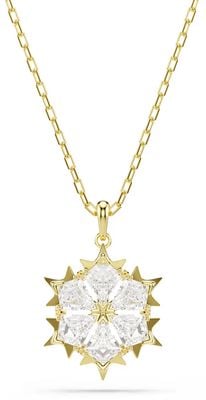 Swarovski Magic pendant, Mixed cuts, Snowflake, White, 18K gold finish 5757788