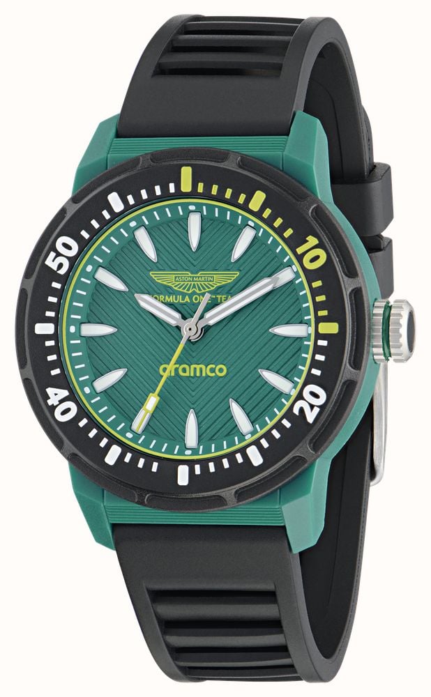 Aston Martin Aramco Formula One™ Team PDK W Quartz (40mm) Podium Green Dial / Black Silicone Strap Watch MTFK1F502 - alternate view 2