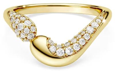 Swarovski Classica open ring, Round cut, White, Sterling silver, 18K gold finish 5746567