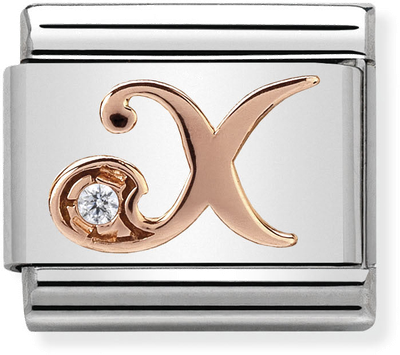 Nomination Classic Letter X 9ct Rose Gold & Steel Charm 430310/24
