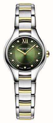 Raymond Weil Noemia Diamond Quartz (24mm) Green Sunray Dial / Stainless Steel Bracelet 5124-STP-52181