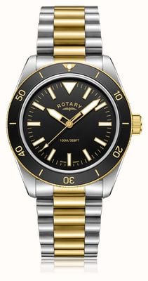 Rotary Men's Sport Diver (41mm) Black Dial / Two-Tone Stainless Steel Bracelet GB05661/04