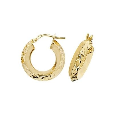 Treasure House ER1018-10 9k Yellow Gold Hinged Hoop Earrings Jewellery