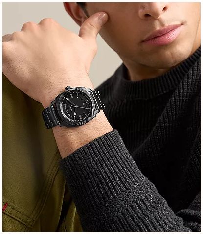 Fossil Machine 41 mm Three-Hand Date Black Stainless Steel Watch FS6186 - alternate view 2