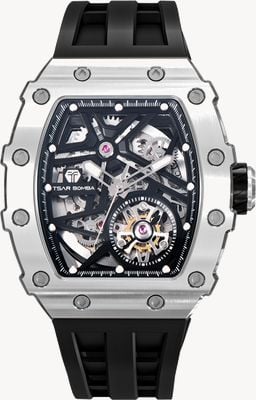 TSAR BOMBA Elemental Series Automatic (43.5mm) Black Skeleton Dial / Black Silicone Strap TB8209A-01
