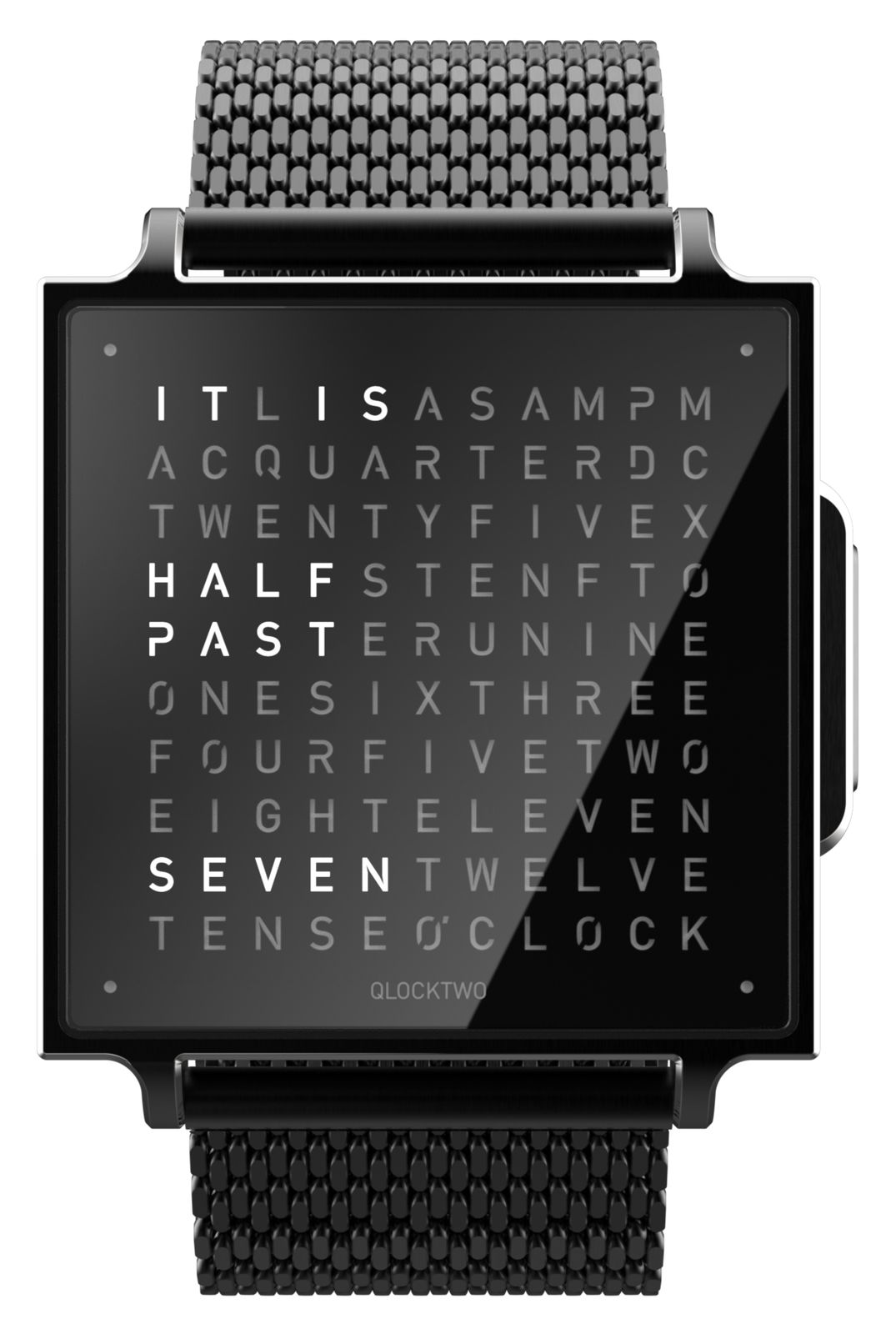 QLOCKTWO QW38EN6BLBMBLN W Black Steel - English (38mm) Black Watch