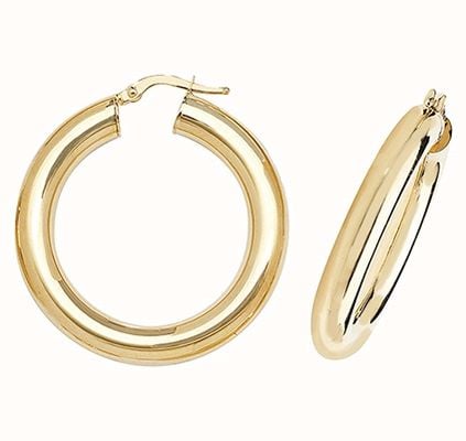 James Moore TH 9k Yellow Gold Hoop Earrings 25 mm ER1005-25