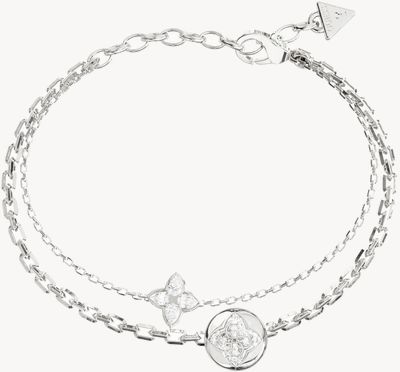Guess Women Double Bloom Stainless Steel Bracelet UBB06469RHL