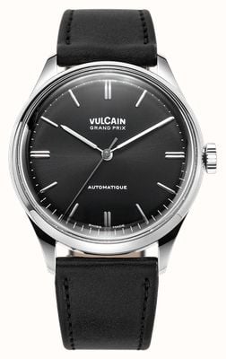 Vulcain Grand Prix Automatic (39mm) Black Sunray Dial / Black Calf Leather Strap Watch 670171A00.BAC201