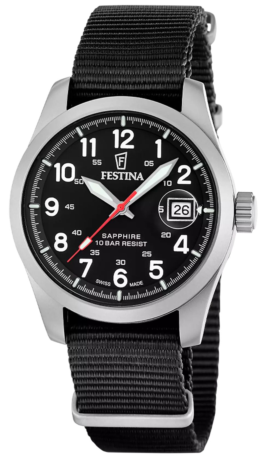 Festina F20082/3 Swiss Made Field Quartz (39mm) Black Dial Watch