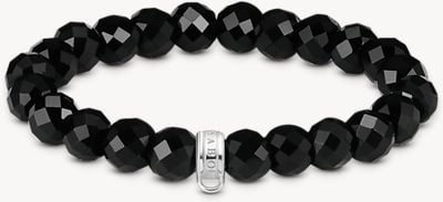 Thomas Sabo Charm Bracelet With Oval Obsidian Beads X0292-023-11-L17