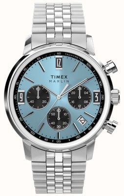 Timex Marlin Chronograph Tachymeter (40mm) Ice Blue Dial / Stainless Steel Bracelet TW2Y66500