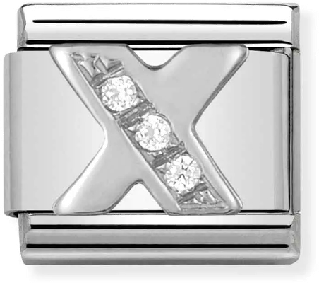 Nomination Classic Letter X Sterling Silver & Steel Cubic Zirconia Charm 330301/24