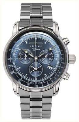 Zeppelin 100 Jahre Quartz Chronograph (42mm) Blue Dial / Stainless Steel Bracelet 7680MB-3