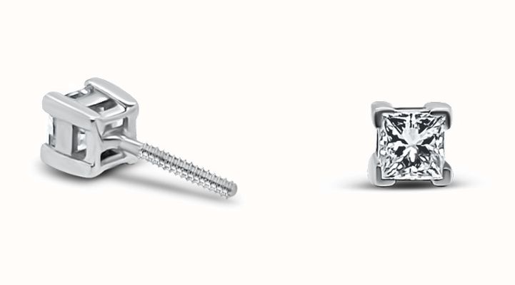 18ct White Gold Princess Cut 0.75 G-H SI Total Studs J3252