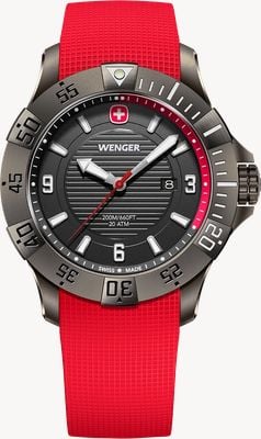 Wenger Seaforce Quartz (43mm) Grey Dial / Red Silicone Strap 01.0641.144