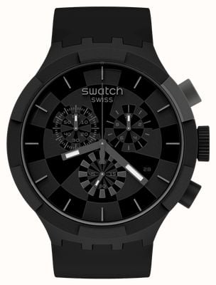 Swatch CHECKPOINT BLACK BIG BOLD CHRONO (47mm) Black Chronograph Dial / Black Silicone Strap SB02B400