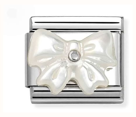 Nomination Composable Classic Link White Mother Of Pearl Bow Sterling Silver Plated Stainless Steel 330509/20