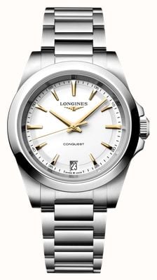 LONGINES Conquest Quartz (34mm) White Sandblasted Dial / Stainless Steel Bracelet L34604126