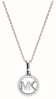Michael Kors Sterling Silver Necklace MK Cubic Zirconia Pendant MKC1108AN040