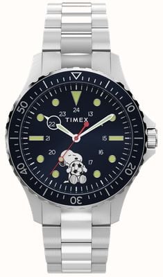 Timex x Peanuts Navi Snoopy Soccer (41mm) Deep Blue Dial / Stainless Steel Bracelet TW2Y53900