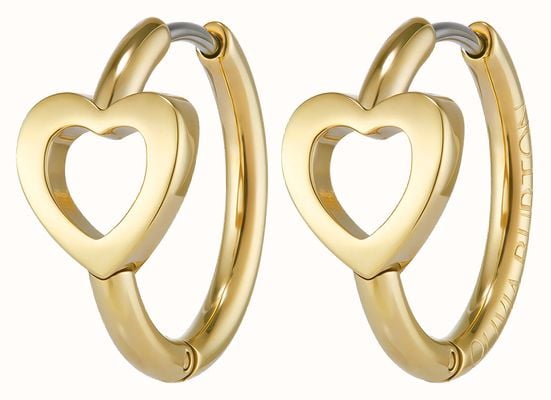 Olivia Burton Kindred Interlink Heart Gold Plated Hoop Earrings 24100556