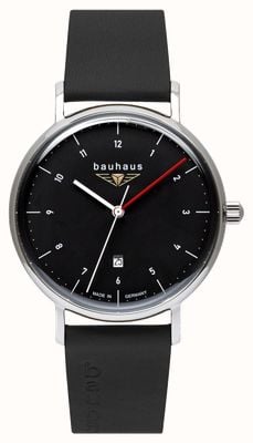 Bauhaus Classic Quartz (41mm) Black Dial / Black Leather Strap 21402