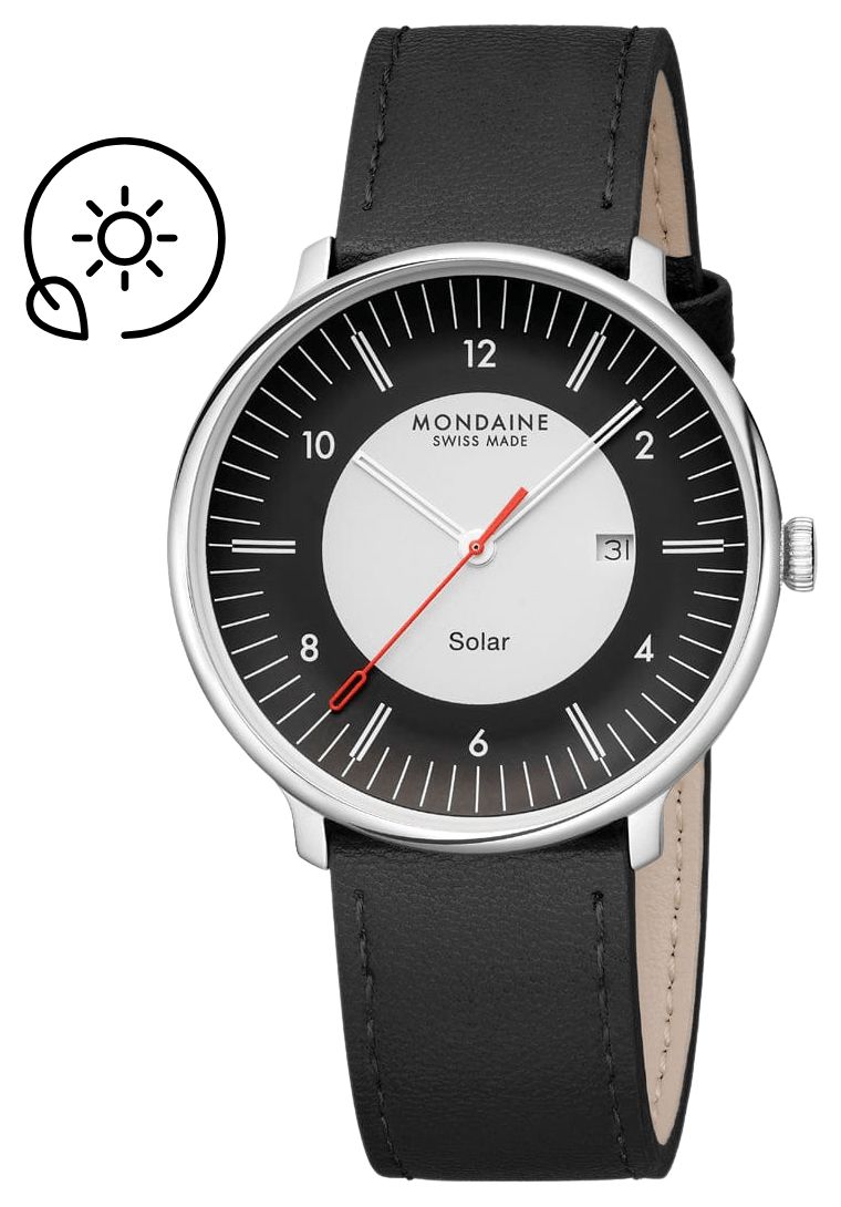 Mondaine MLE.41920.LBV Doppio Solar (41mm) Black & Off-White Watch