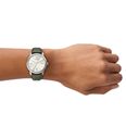 Emporio Armani Three-Hand Quartz (39mm) Cream Sunray Dial / Green Leather Strap AR11811 - alternate view 2