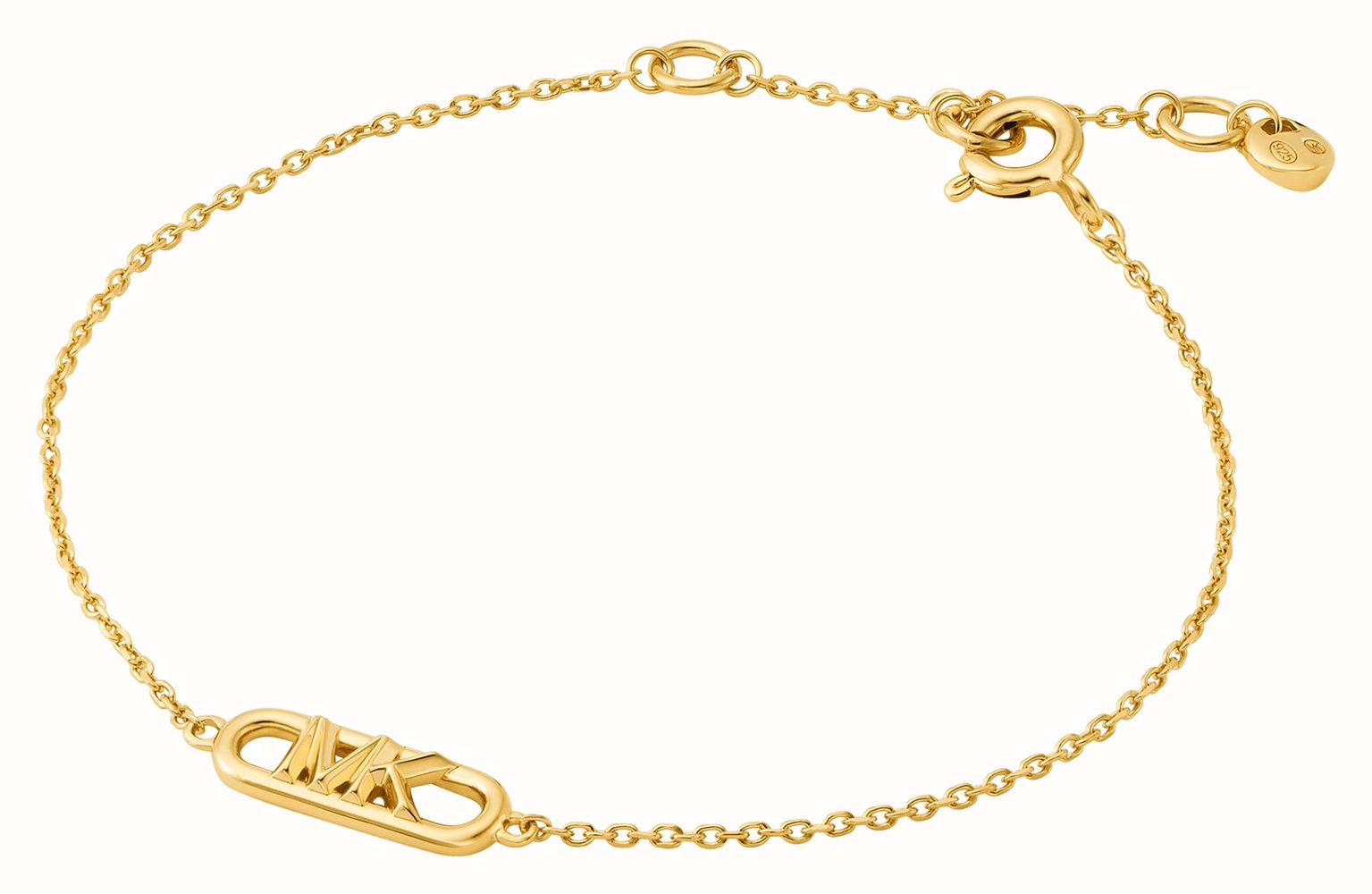 Michael Kors Jewellery MK Statement Link Gold Tone Sterling Silver Logo Charm Bracelet MKC164100710