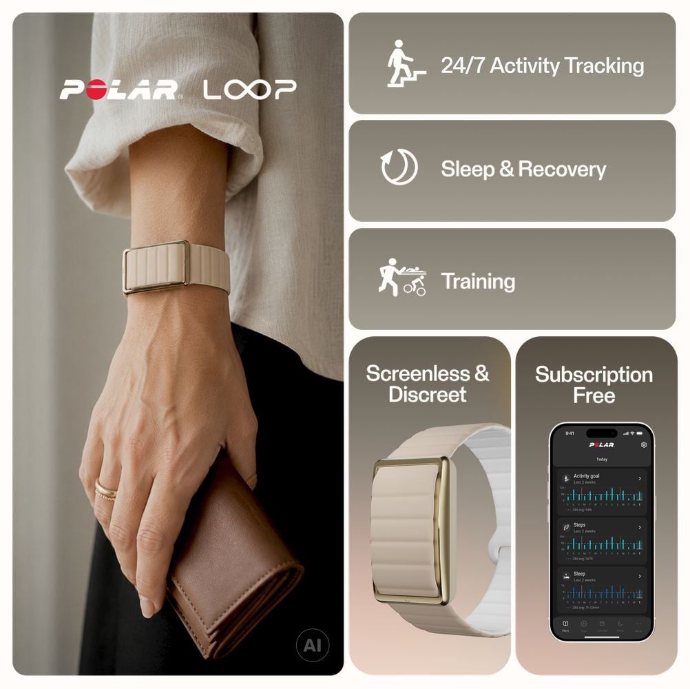 Polar Loop Beige Magnetic Silicone - Screen-Free Wearable Health Band & Fitness Tracker Watch 920121268 - alternate view 5