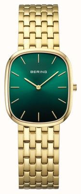 Bering Classic Quartz (26mm) Green Sunray Dial / Gold PVD Stainless Steel Bracelet 12526-738