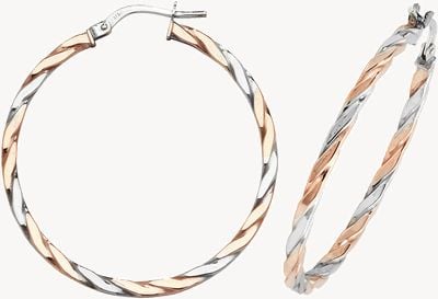 Treasure House 9ct Rose/White Gold 30mm Hoop Earrings ER1041RW-30