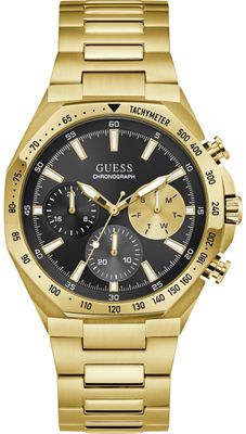 Guess Men's Blake Black Sunray Dial Gold-Tone Stainless Steel Bracelet GW1122G2