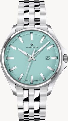Junghans Meister S Quartz 35 (35mm) Lacquered Green Dial / Stainless Steel Bracelet 47/4530.44