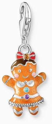 Thomas Sabo Gingerbread Girl Enamel Sterling Silver Charm Pendant 2200-691-7