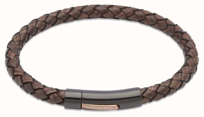 Unique & Co Dark Brown Leather | Steel Clasp | Bracelet B320ADB/21CM