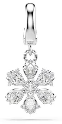 Swarovski Idyllia charm, Mixed cuts, Snowflake, White, Rhodium plated 5755513