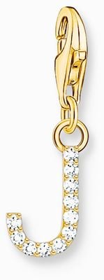 Thomas Sabo Charm Pendant Letter J With White Stones Gold Plated 1973-414-14
