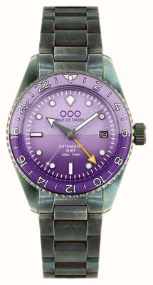 Out Of Order Dark Violet Automatic GMT (40mm) Purple Dial / Ultra-Distressed Stainless Steel Bracelet OOO.001-25.LA.BAND