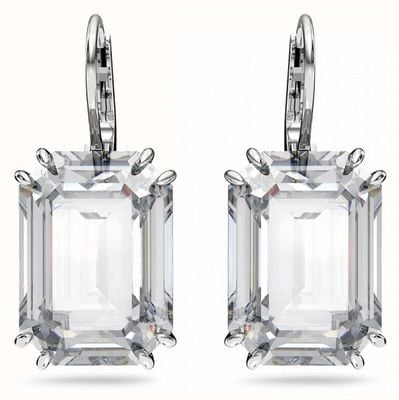 Swarovski Millenia Drop Earrings | Octagon Cut | Rhodium Plated | White Stones 5636569
