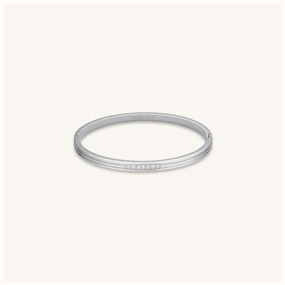Rosefield Jewellery Striped Silver Bangle With Crystals JBSCS-J1038